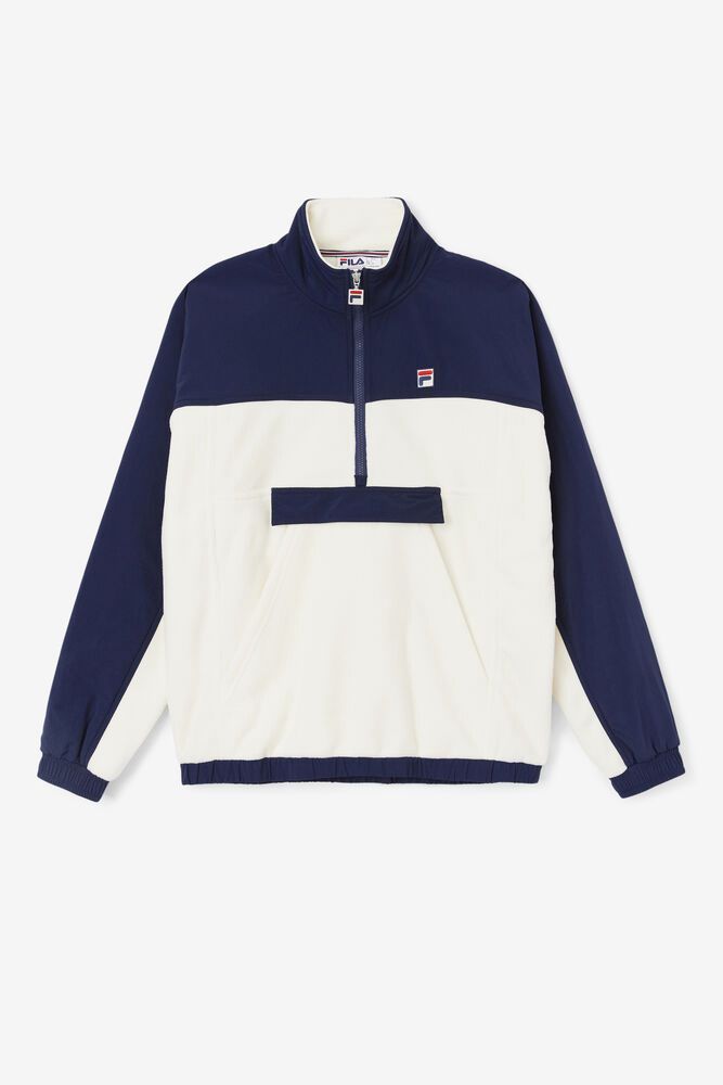 Fila Jakke Herre Hvite/Marineblå Erick 1/2 Glidelås Pullover 981073-GPZ